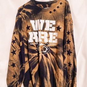 One of a Kind Penn State Long Sleeve Star Bleach Dye Tee